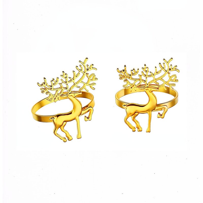 Christmas Reindeer Napkin Rings Supplier - OEM Gold Metal Table Decoration Bulk