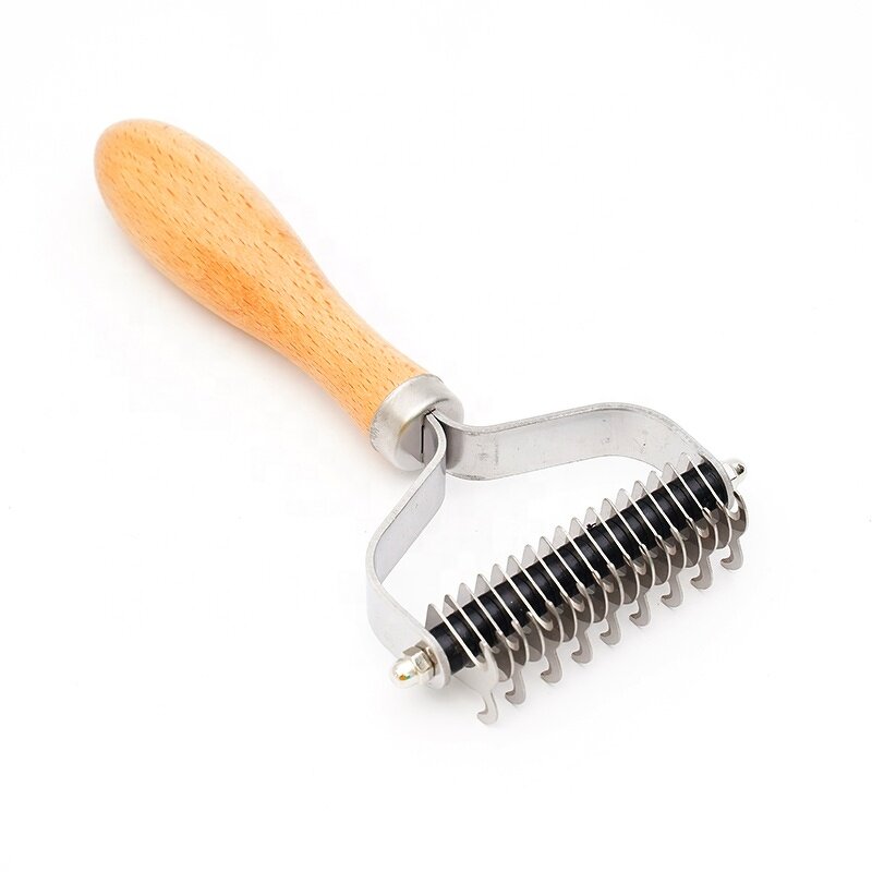 Pet Rake Comb Manufacturer - OEM Double-sided Wooden Handle