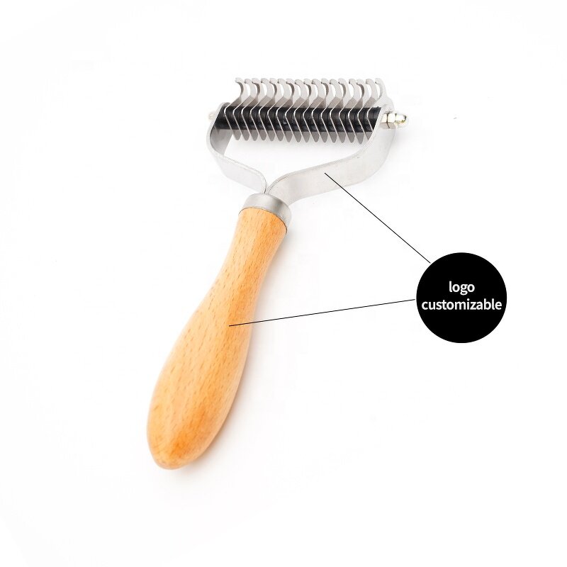 Pet Rake Comb Manufacturer - OEM Double-sided Wooden Handle