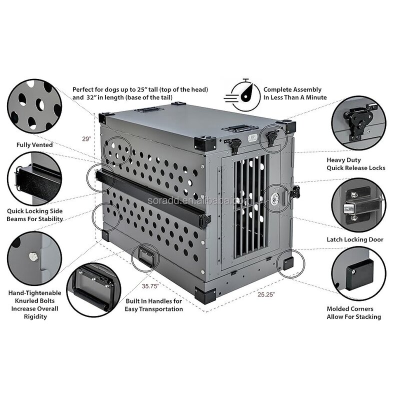 Pet Dog Crate Factory - OEM 2024 Stainless Large Foldable Wheels