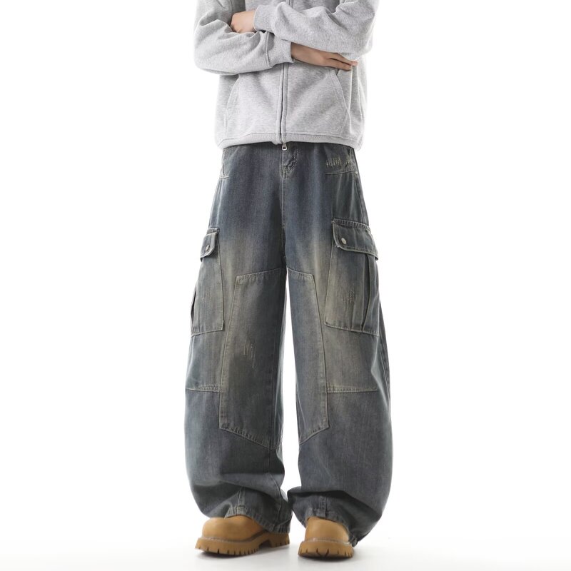 Unisex Jeans Factory - OEM Custom High Street Washed Ripped Loose Straight