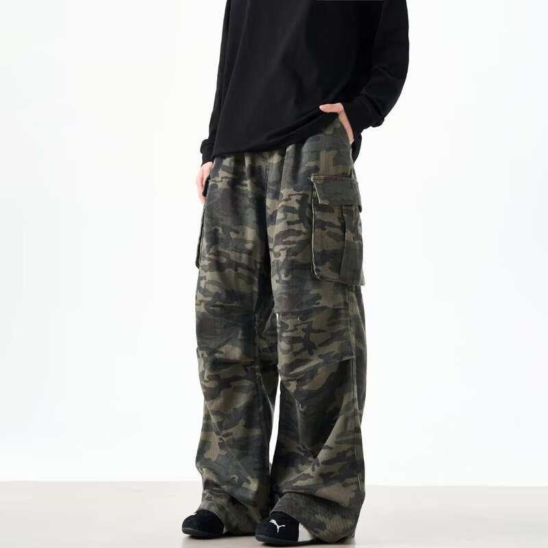 Men's Cargo Pants Manufacturer - OEM Men's Retro New Loose Straight Wide Leg