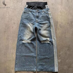 Men's Distressed Jeans Supplier - OEM High Street Loose High Waist Hip-Hop