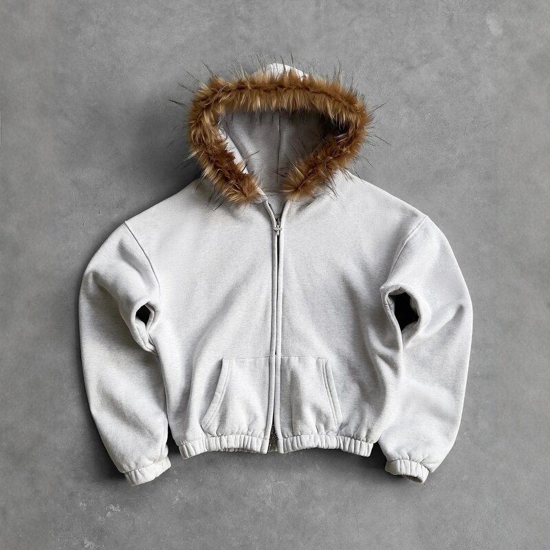 Men's Hoodie Supplier - OEM Wholesale Embroidered Zipper Harajuku Style Loose