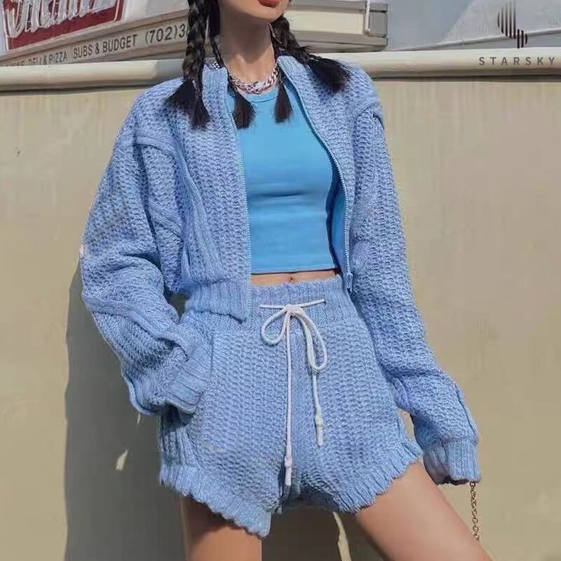 Women's Hoodie Sweatsuit Factory - OEM Custom INS Spice Girls Embroidery Distressed Crop