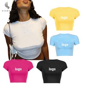 Women's T-Shirt Factory - OEM 2025 Retro Hot Girl Acid Wash Short Sleeve Cotton