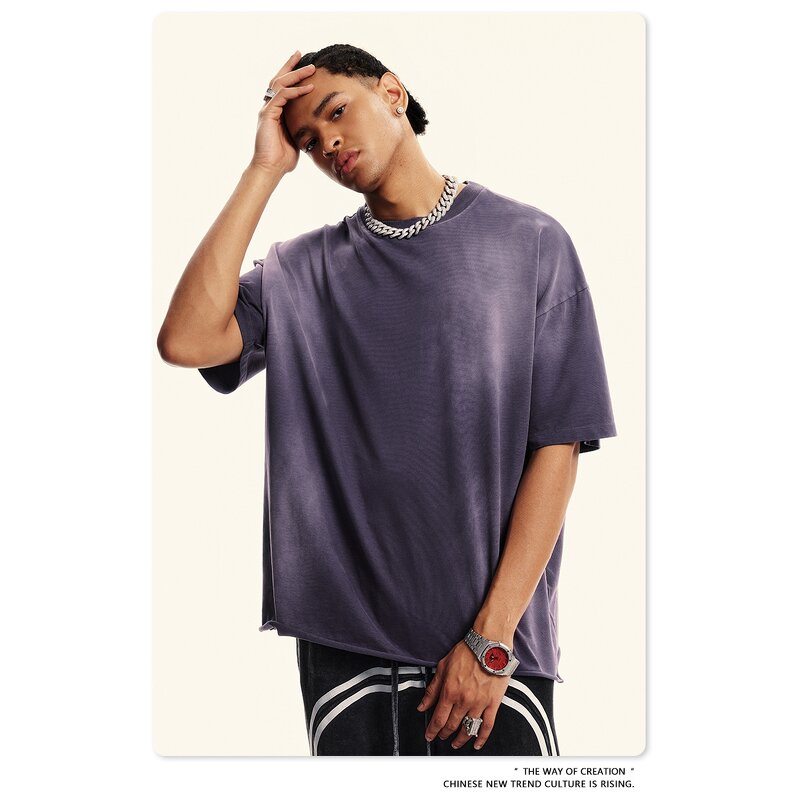 Men's T-Shirt Supplier - OEM Men's Classic T-Shirt 100% Cotton Oversized Vintage Style