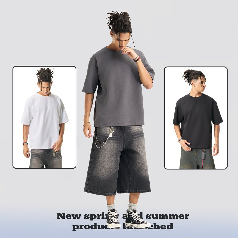 Men's T-Shirt Factory - OEM 2025 New Two-piece Washed Vintage Loose Fit