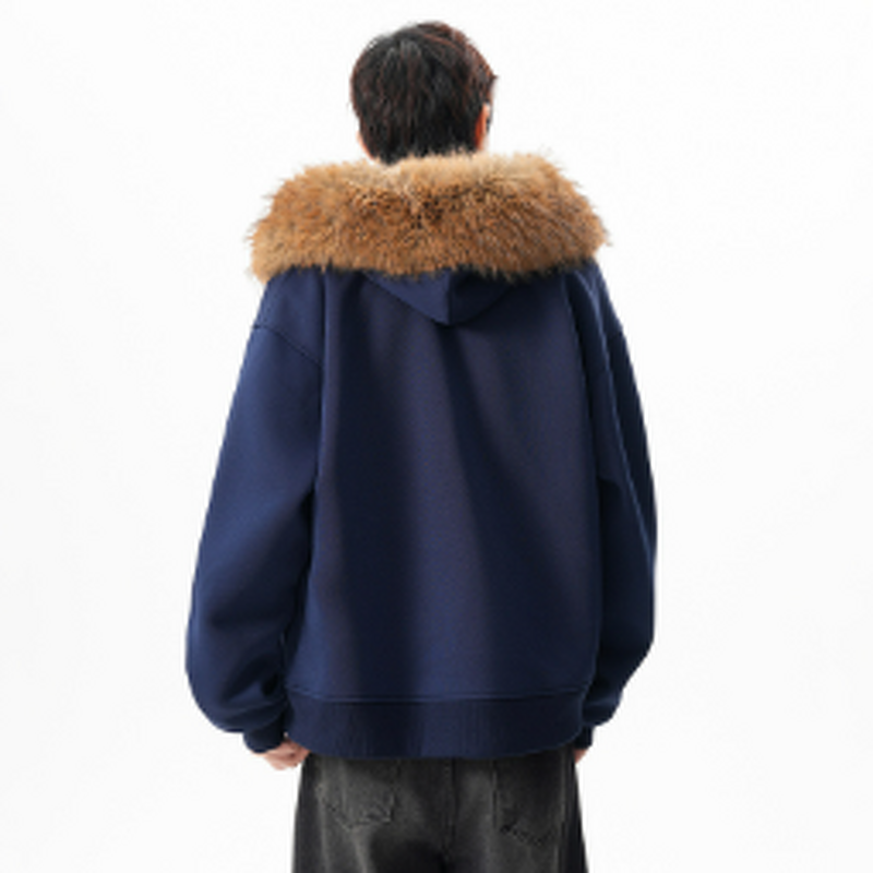 Men's Hoodies Supplier - OEM Custom Pullover Cardigan Detachable Fur Collar