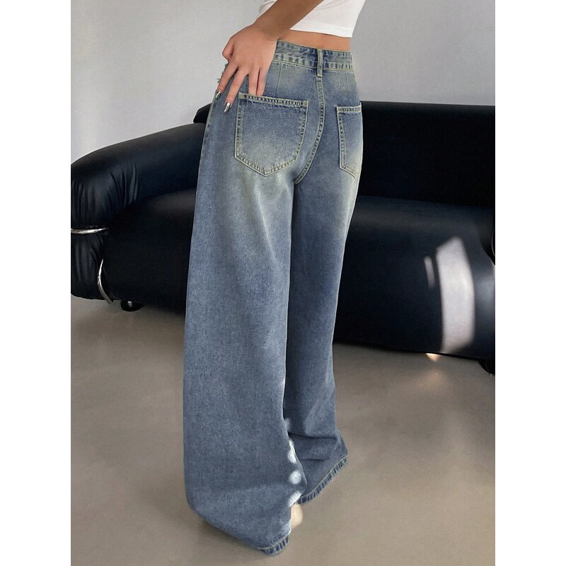 Women's Jeans Factory - OEM High Street Large Pocket High Waist Cargo Design Loose