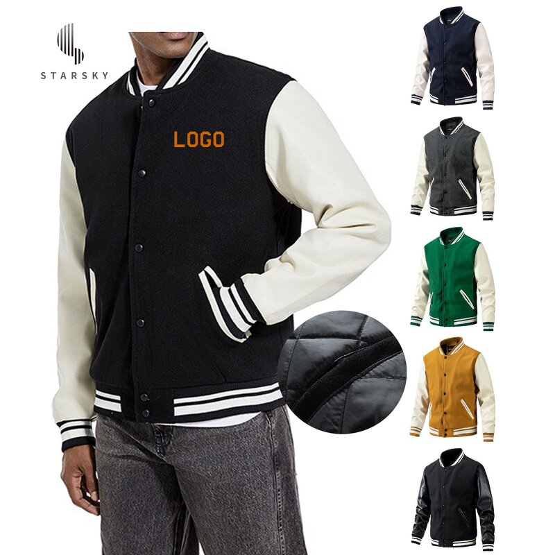 Men's Baseball Jacket Supplier - OEM Custom Logo Wholesale Loose Pilot Double Zipper