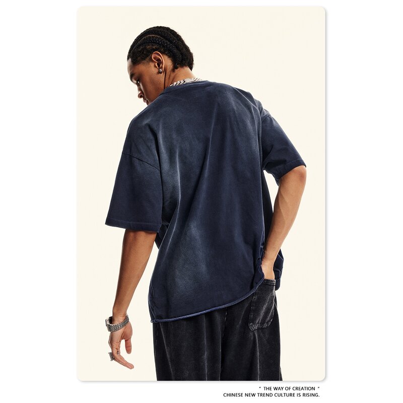 Men's T-Shirt Supplier - OEM Men's Classic T-Shirt 100% Cotton Oversized Vintage Style