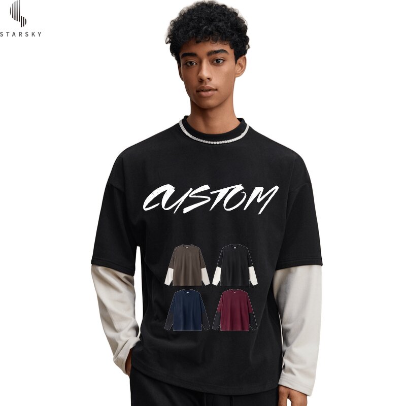 Men's T-Shirt Manufacturer - OEM Men's 270G Heavy Cotton Long Sleeve Comfortable