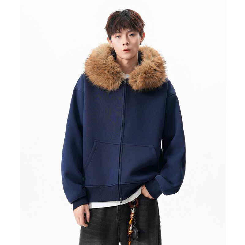 Men's Hoodies Supplier - OEM Custom Pullover Cardigan Detachable Fur Collar