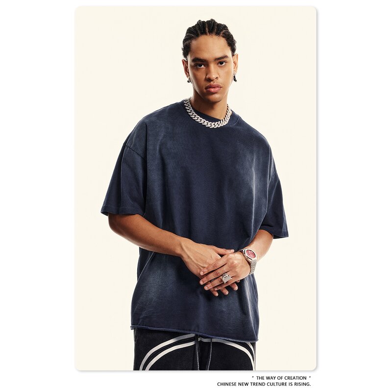 Men's T-Shirt Supplier - OEM Men's Classic T-Shirt 100% Cotton Oversized Vintage Style