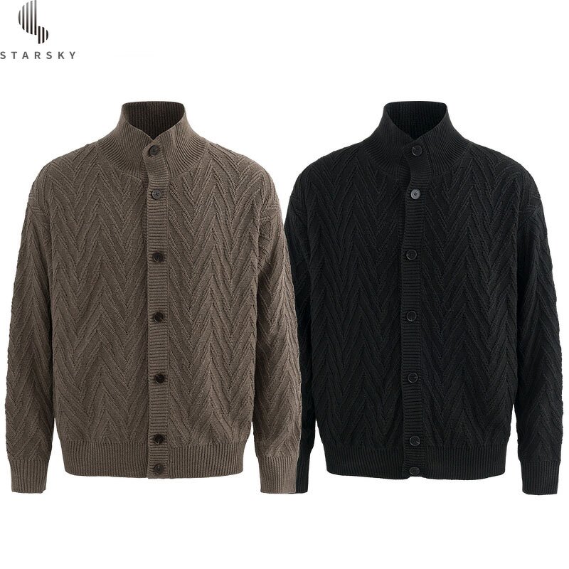 Men's Cardigan Supplier - OEM American Retro Fair Island Jacquard Silk Collar Sweater