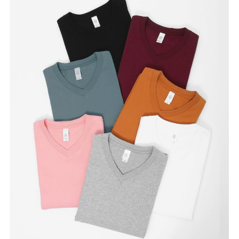 Men's T-Shirts Supplier - OEM Summer V Neck 220 Grams Custom Logo Cotton