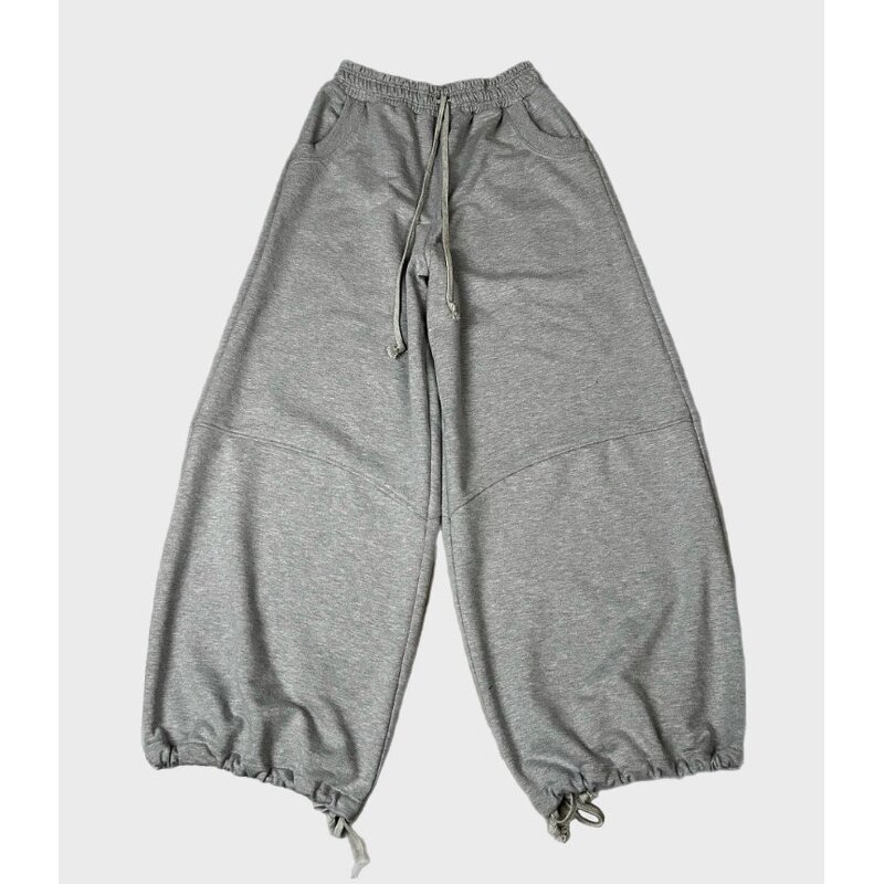 Unisex Sweatpants Factory - OEM Fashion Street Grey Loose Wide Leg Drawstring