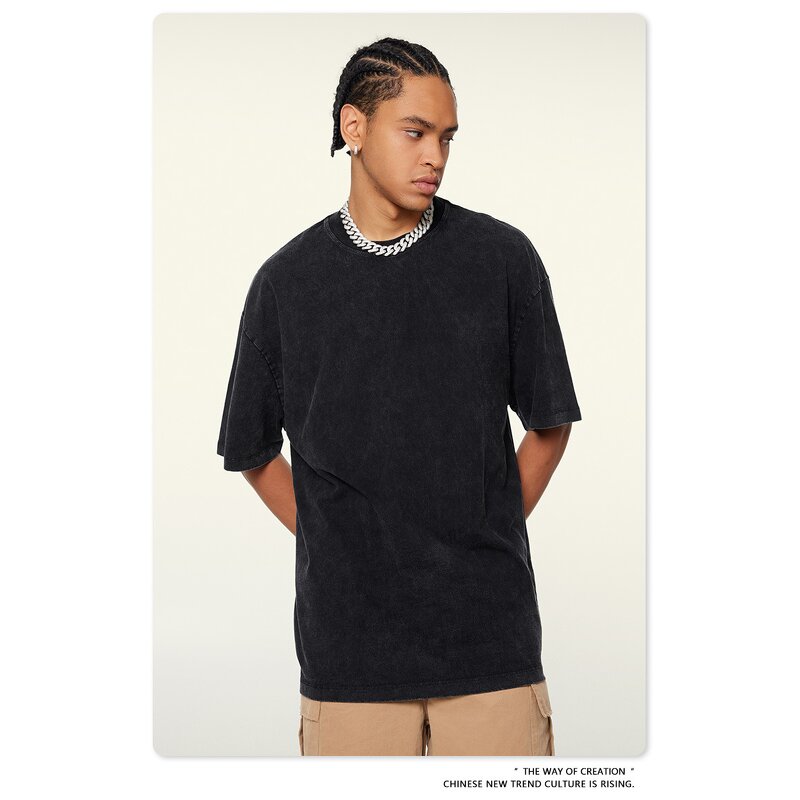 Men's T-Shirt Manufacturer - OEM Men's 2025 Oversize Cotton Jersey Fabric Washed Heavy