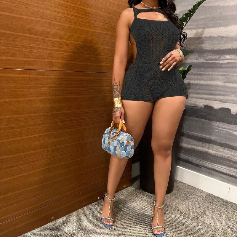 Women's Rompers Supplier - OEM Women Fashion Hot Sale Washed Distressed Waist Lapel