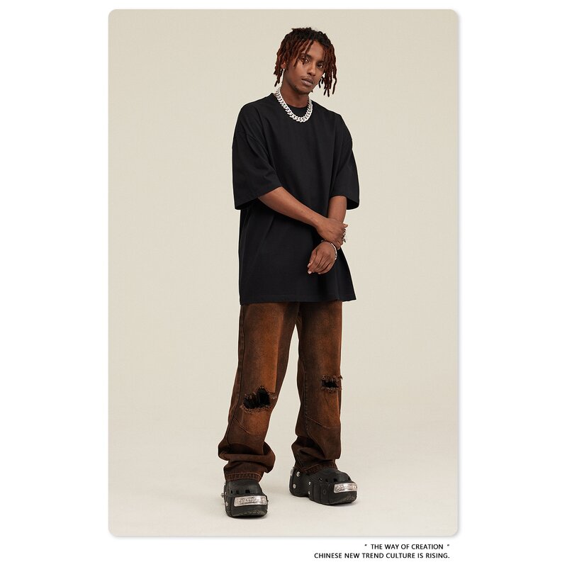 Men's T-Shirt Manufacturer - OEM Men's 2025 Oversize Cotton Jersey Fabric Washed Heavy