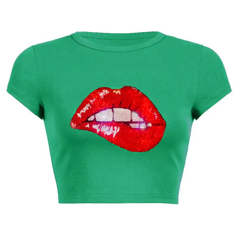 Women's T-Shirt Factory - OEM 2025 Retro Hot Girl Acid Wash Short Sleeve Cotton