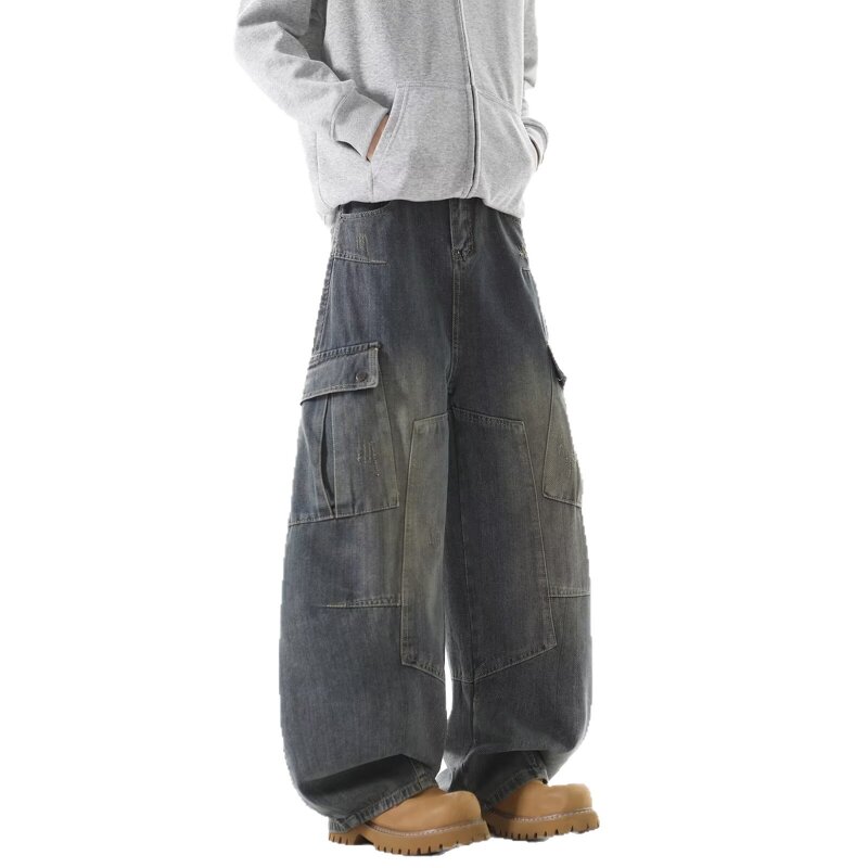 Unisex Jeans Factory - OEM Custom High Street Washed Ripped Loose Straight