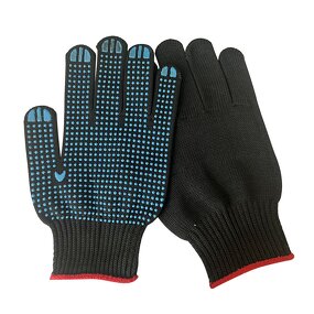 PVC Dotted Gloves Manufacturer - OEM High Quality 7G Black Nylon PVC