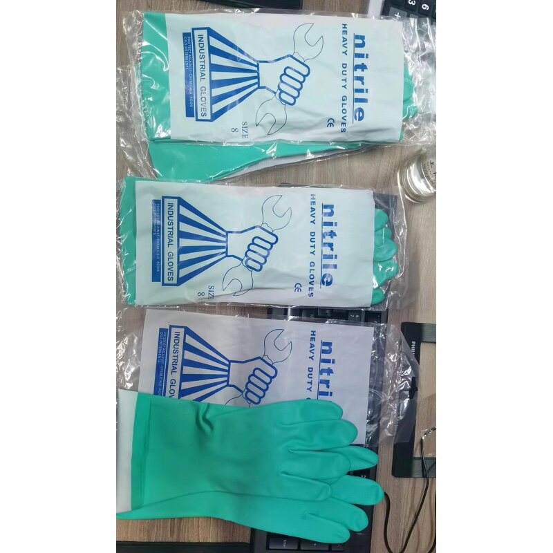 Work Gloves Factory - OEM Green Nitrile 15 Mil 22 Mil Flock Lined