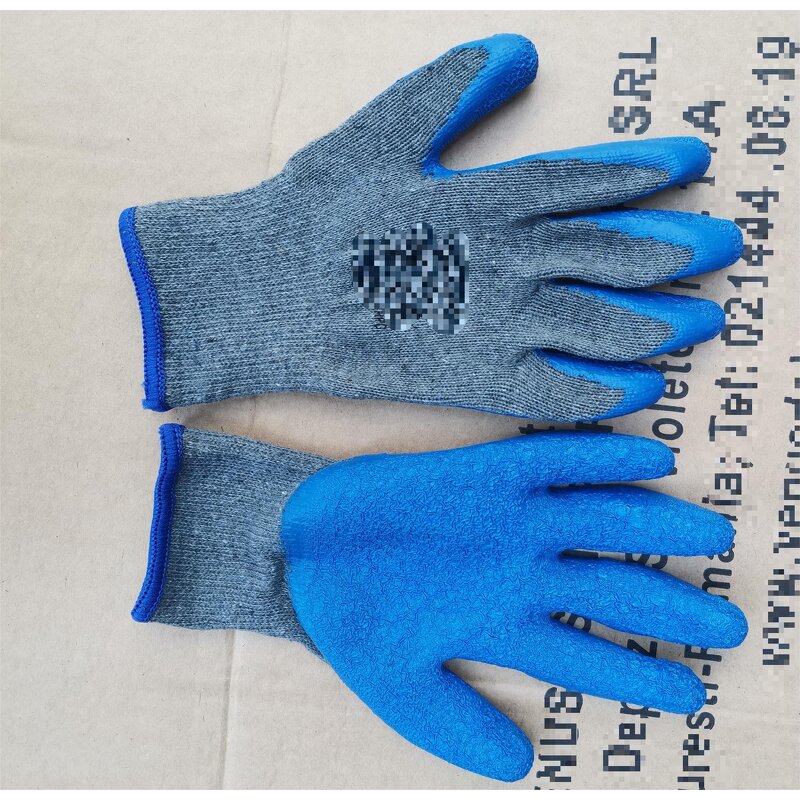 Safety Gloves Manufacturer - OEM Anti-Cut 10G Grey Cotton Blue Latex
