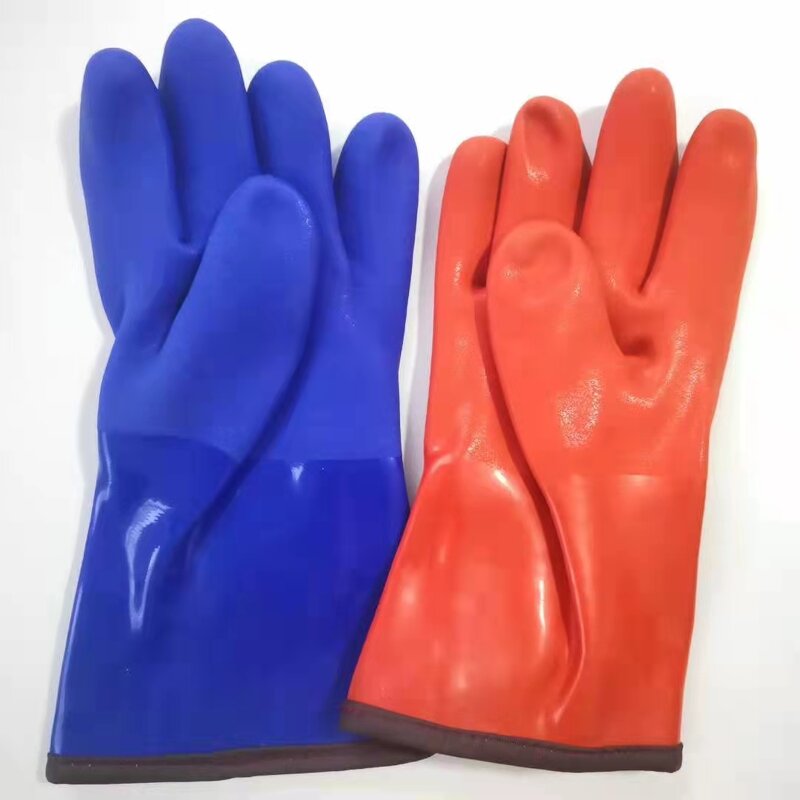Winter Work Gloves Factory - OEM EN374 Heavy Duty PVC Blue Sandy