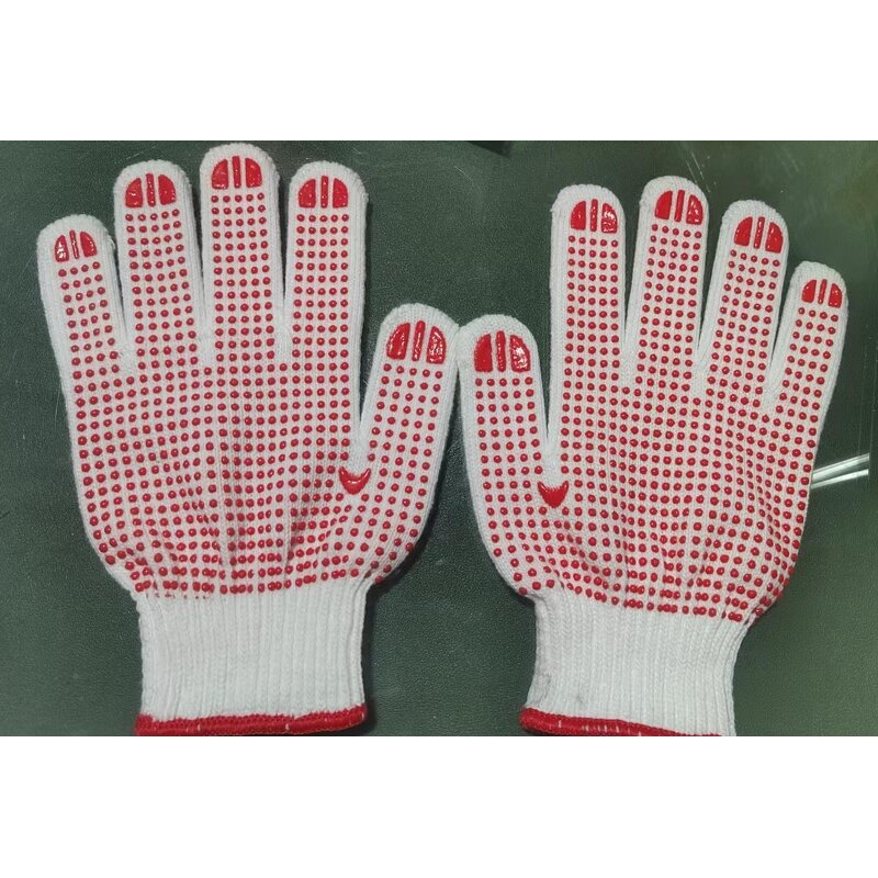 Knitted Gloves Manufacturer - OEM Wholesale 7G 10G White Cotton PVC