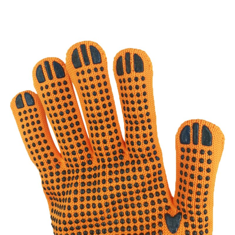 Building Gloves Factory - OEM Cheap 7G 10G Orange Dotted Nylon