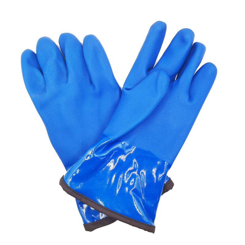 Winter Work Gloves Factory - OEM EN374 Heavy Duty PVC Blue Sandy