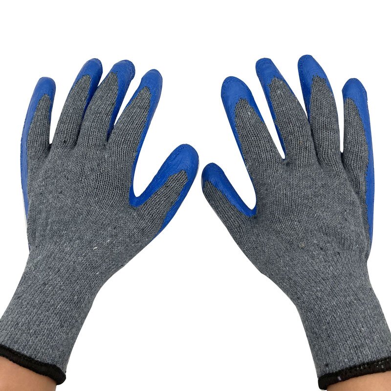 Safety Gloves Factory - OEM High Quality 10G Grey Cotton Blue Latex
