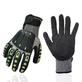 Anti Impact Gloves Manufacturer - OEM HPPE Glass Fabric Sandy Nitrile