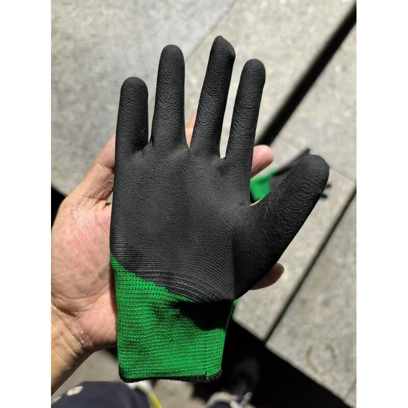 Construction Gloves Factory - OEM Custom Printed 13G Green Nylon