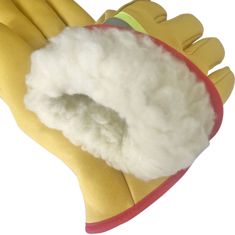 Winter Gloves Factory - OEM Custom Lined Yellow Lambskin Reflective