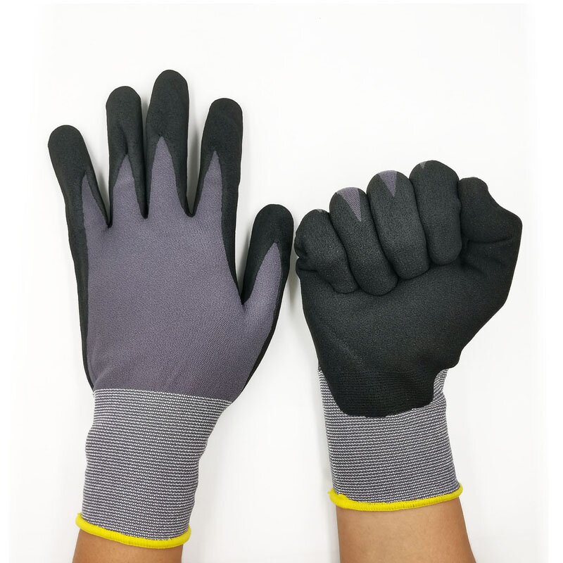 Work Gloves Manufacturer - OEM Custom Printed Logo 15G Nylon Nitrile