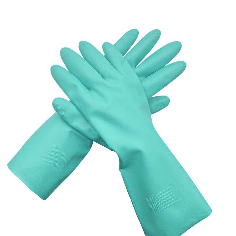Work Gloves Factory - OEM Green Nitrile 15 Mil 22 Mil Flock Lined
