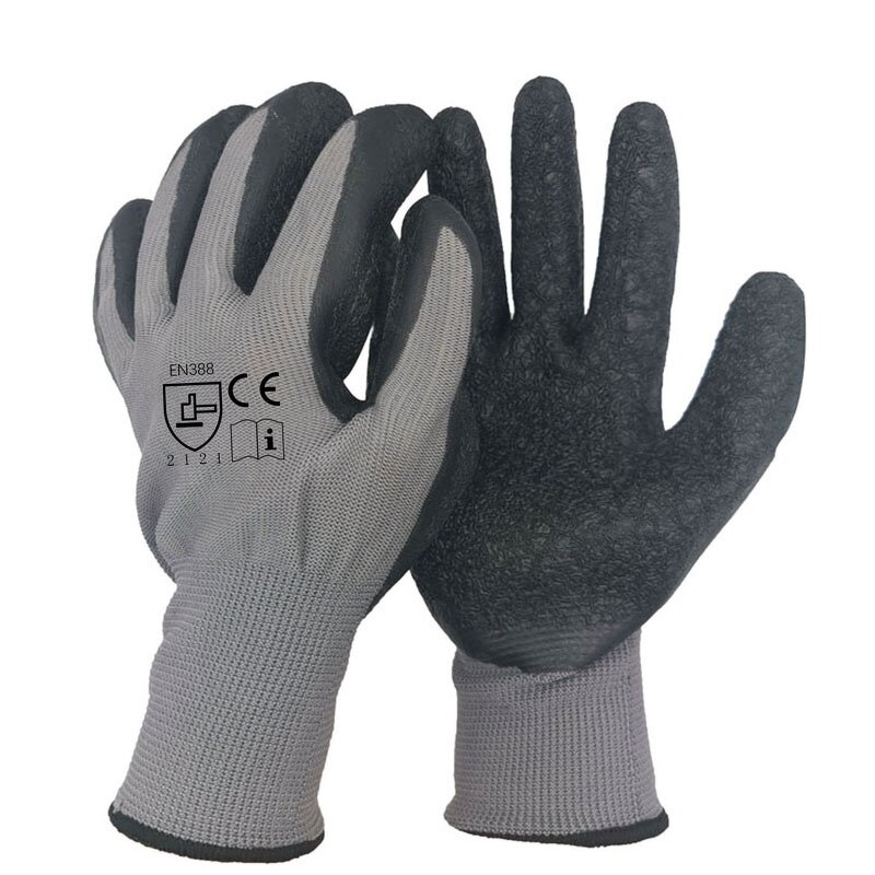 Construction Gloves Factory - OEM 13G Red Nylon Latex Palm Coated