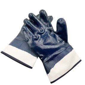 Industrial Gloves Manufacturer - OEM Cotton Liner Blue Nitrile Dipped