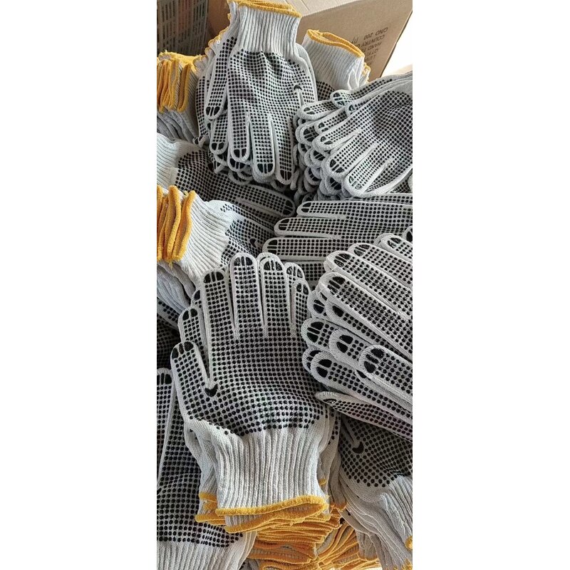 Building Gloves Factory - OEM Cheap 7G 10G Orange Dotted Nylon