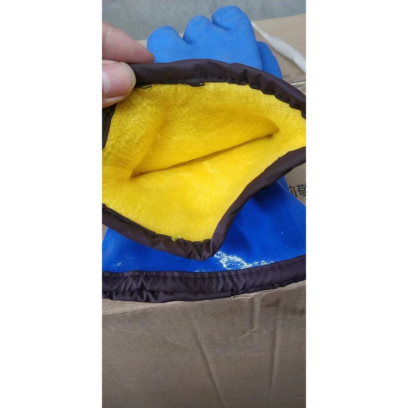 Winter Work Gloves Factory - OEM EN374 Heavy Duty PVC Blue Sandy
