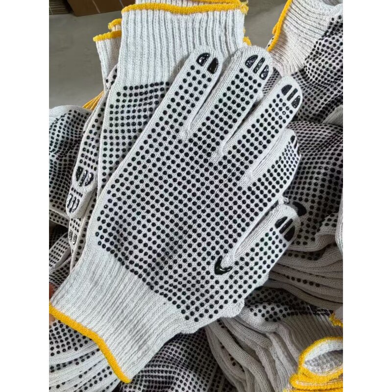 Knitted Gloves Manufacturer - OEM Wholesale 7G 10G White Cotton PVC