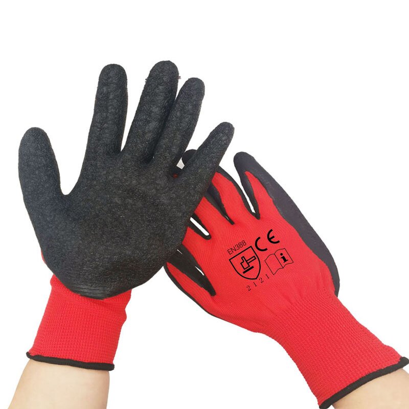 Construction Gloves Factory - OEM Custom Logo Non-Slip Nylon Dip