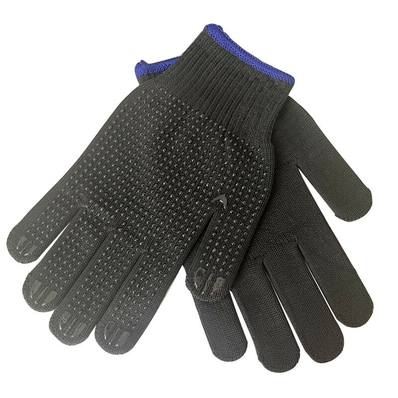 PVC Dotted Gloves Manufacturer - OEM High Quality 7G Black Nylon PVC