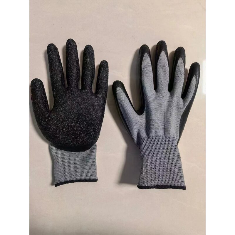 Construction Gloves Factory - OEM 13G EN388 Non-Slip Wrinkle Latex