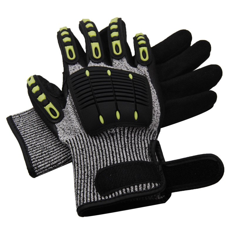 Anti Impact Gloves Manufacturer - OEM HPPE Glass Fabric Sandy Nitrile