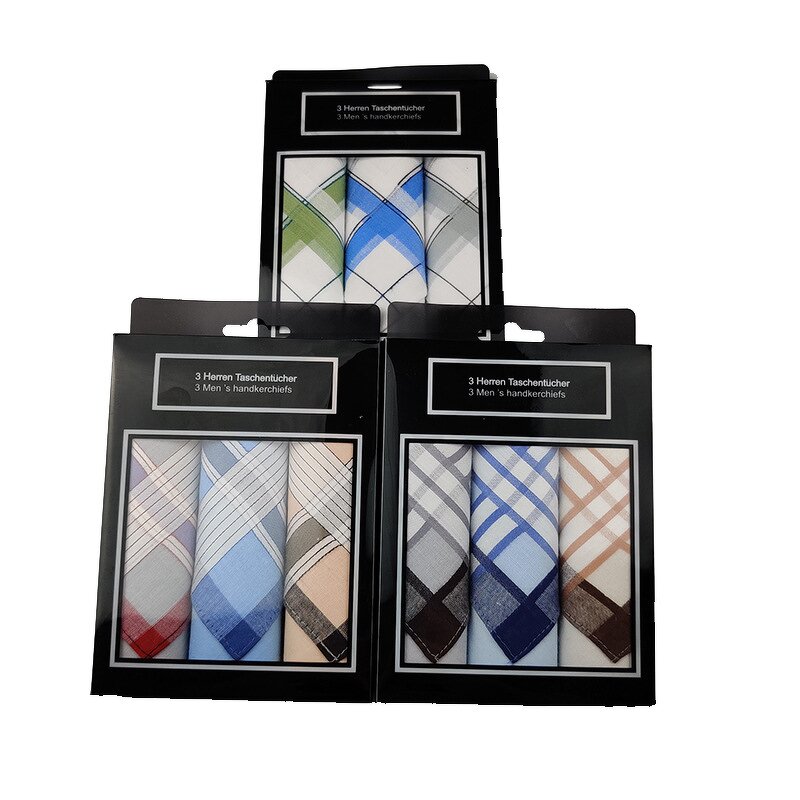 Cotton Handkerchief Supplier - OEM 3 Piece Men's Gift Set Hankies